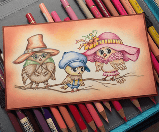 Coloring Page, Whimsy Sparrows: Dad, Mom, Son. Family of Birds - The Art of Julia Spiri