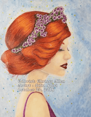 Grayscale Coloring Page, Romantic Girl Portrait girl. The Inspiration - The Art of Julia Spiri