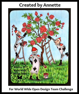 Coloring Page, Alice in Wonderland. Gardeners painting rose-tree - The Art of Julia Spiri