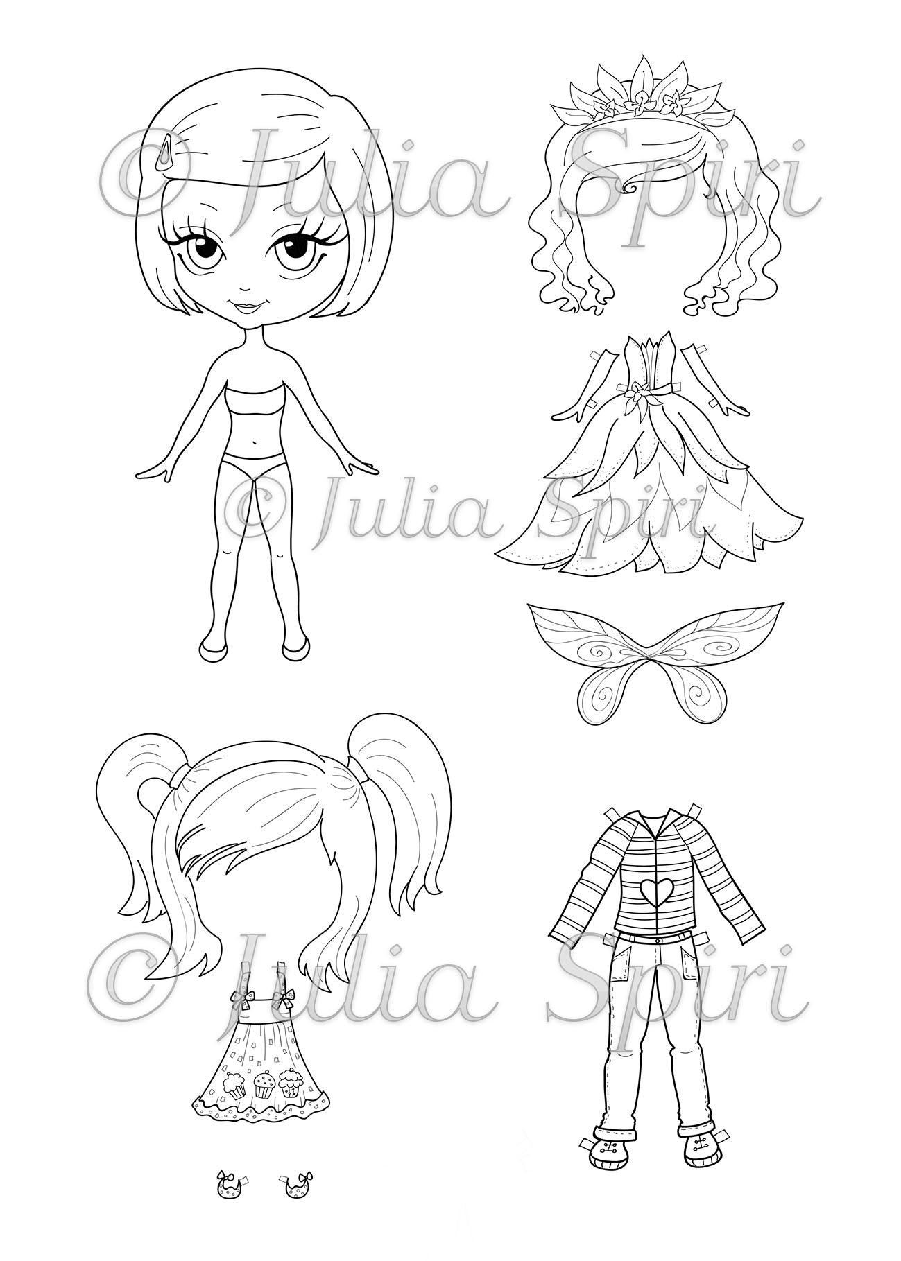 coloring pages of fashion dresses Coloring Page, Dresses, Clothes for Cut, Crafting. Paper Doll Samantha – The Art of Julia Spiri