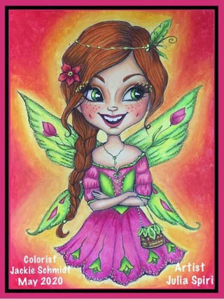 Coloring Page, Girl, Fantasy, Fairy, Happy Girl, Fantasy, Crafting, Scrapbooking, Black & White. Smile - The Art of Julia Spiri