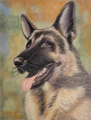Grayscale Coloring Page, Dog, German shepherd. Bim - The Art of Julia Spiri