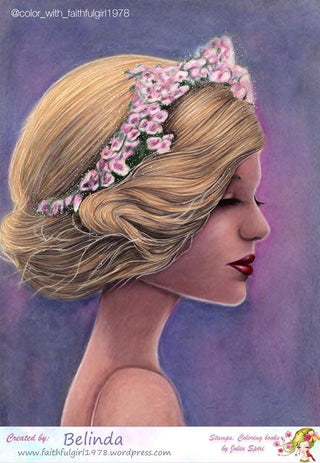 GRAYSCALE Coloring Pages, Digital stamp, Digi, Portrait girl, Fantasy. The Inspiration - The Art of Julia Spiri