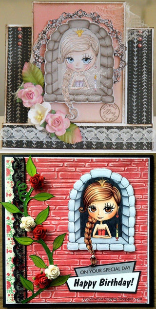 INSTANT DOWNLOAD Digital Digi Stamps, Princess stamps, Digital stamp, Scrapbooking printable, Coloring pages, Line art. Princess in Castle - The Art of Julia Spiri