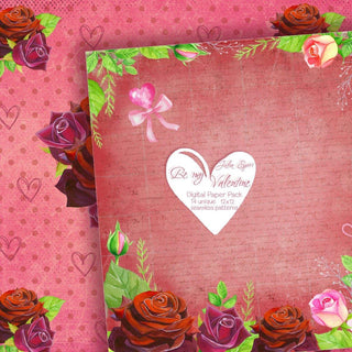 Love Digital Paper Pack, Seamless Patterns, Heart, Flowers Roses, Couple in Love, Kiss, Planner, Fabric, Greeting card diy. By my Valentine - The Art of Julia Spiri