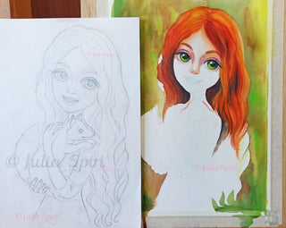 Original Watercolor Painting. Roxy and Foxy - The Art of Julia Spiri