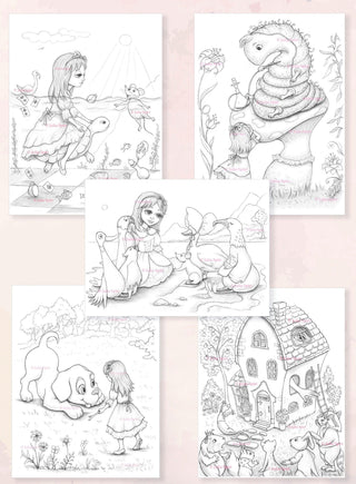 PDF Digital Coloring Book for Adults. Alice in Wonderland - The Art of Julia Spiri
