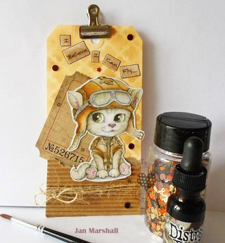 Steampunk Coloring Page, Digital stamp, Digi, Pet, Gears, Glasses, Mechanic, Metal, Iron, Helmet, Crafting, Fantasy, Whimsy. Aviator Cat - The Art of Julia Spiri