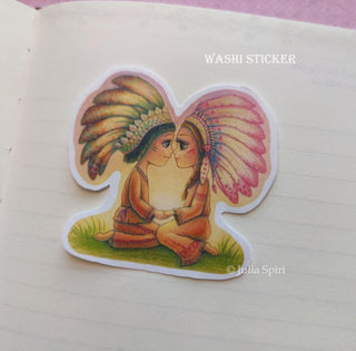 Vinyl Sticker, Washi Sticker, American Indians. Love is - The Art of Julia Spiri