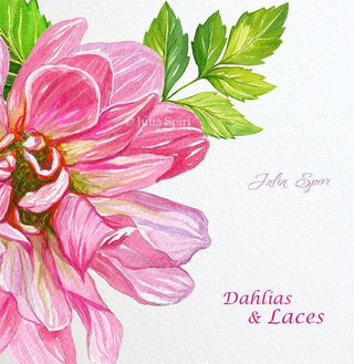 Watercolor Floral Bouquets and Wreaths, Frames. Dahlias Flowers, Laces, Clip Art, Watercolor Flowers, Wedding Invitation. Dahlias & Laces - The Art of Julia Spiri